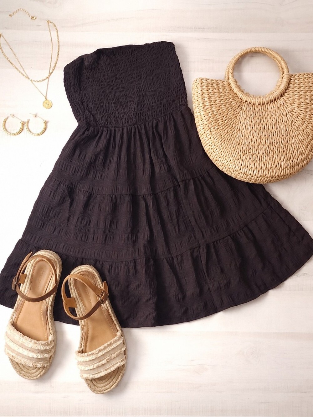 New Flirty Strapless Tube Top Mini Dress Dark Brown